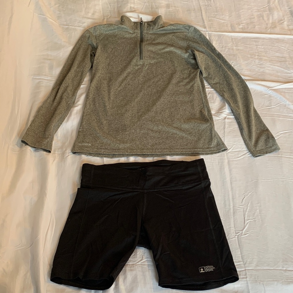 Eastern Mountain Sports Womans XS cycling workout Gray and Black sport Set